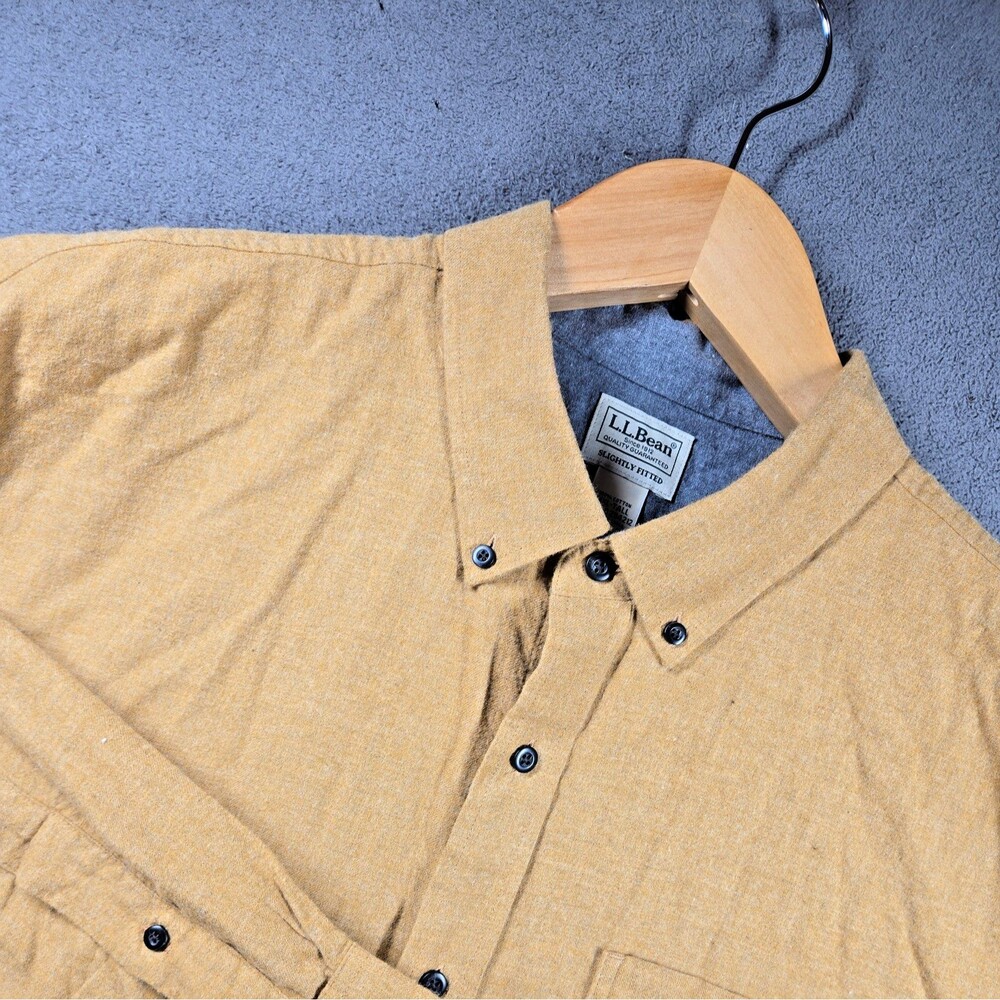 LL Bean Men's Shirt XXL Tall Camel Brown Soft Slightly Fitted Workwear Old Money